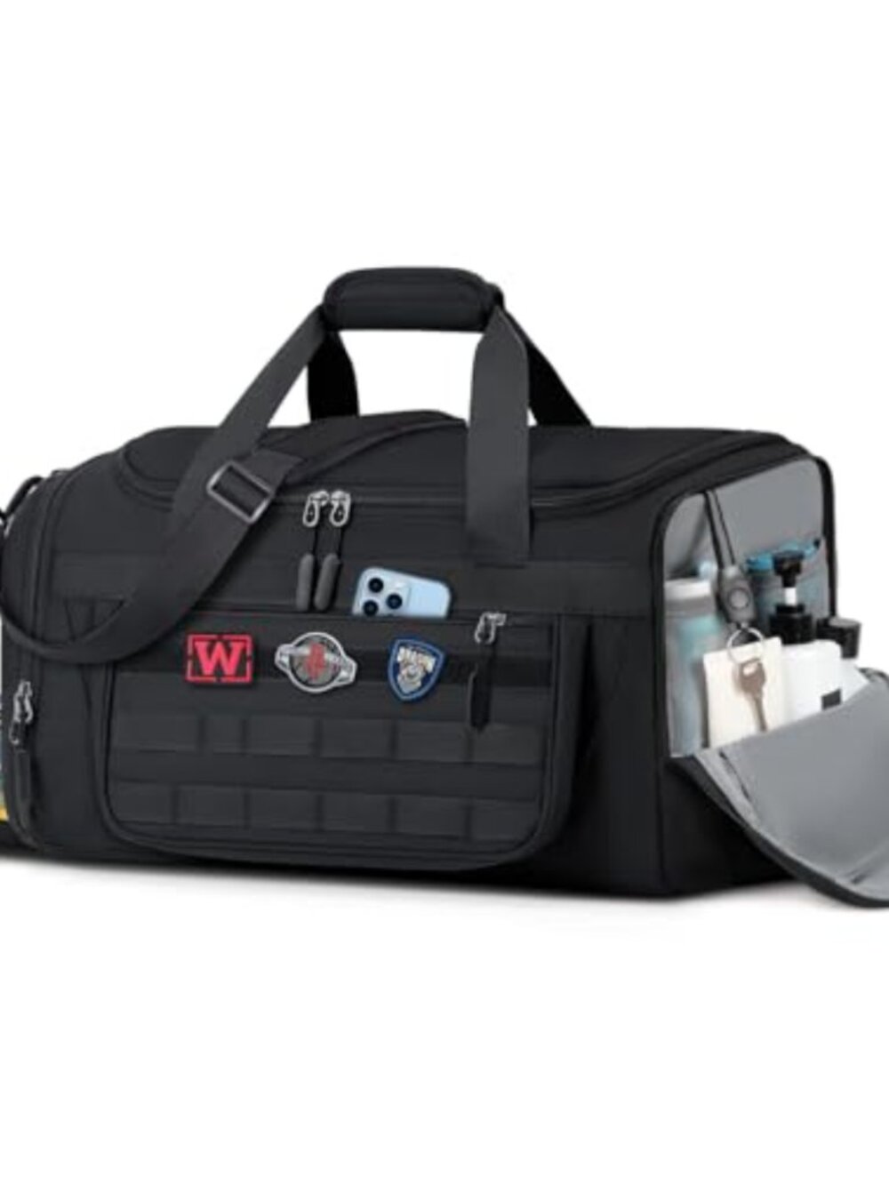 Large Capacity Water Resistant Travel Duffle Bag with Shoe Compartment & Wet